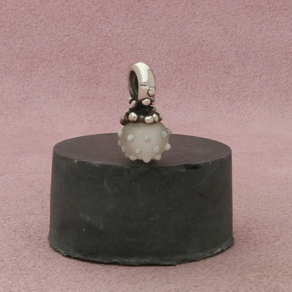 trollbeads sterling silver winter white beaded glass bead charm